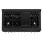 ZLINE 48 in. 6.0 cu. ft. Legacy Dual Fuel Range with Gas Cooktop and 2 Electric Ovens in Black Stainless Steel with Brass Burners (RAB-BR-48)