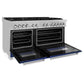 ZLINE 60 in. 7.4 cu. ft. Legacy Dual Fuel Range with 9 Burner Gas Cooktop and 2 Electric Convection Ovens in DuraSnow® Stainless Steel and Blue Matte Doors (RAS-BM-60)