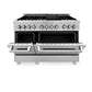 ZLINE 48 in. Kitchen Package with DuraSnow® Stainless Steel Dual Fuel Range and Convertible Vent Range Hood (2KP-RASSNRH48)