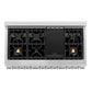 ZLINE 48 in. 6.0 cu. ft. Legacy Dual Fuel Range with Gas Cooktop and 2 Electric Ovens in DuraSnow® Stainless Steel with Brass Burners (RAS-SN-BR-48)