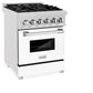 ZLINE 24 in. 2.8 cu. ft. Legacy Dual Fuel Range with 4 Burner Gas Cooktop and Electric Convection Oven in DuraSnow® Stainless Steel and White Matte Door (RAS-WM-24)