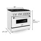 ZLINE 36 in. Kitchen Package with DuraSnow® Stainless Steel Dual Fuel Range with White Matte Door and Convertible Vent Range Hood (2KP-RASWMRH36)