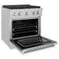 ZLINE 30 in. 4.2 cu. ft. Paramount Gas Range with 4 Burner Cooktop and Convection Gas Oven in DuraSnow® Stainless Steel (SGRS-30)