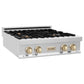 ZLINE Autograph Edition 30 in. Legacy Gas Rangetop with 4 Burners and Porcelain Cooktop in Stainless Steel with Polished Gold Accents (RTZ-30-G)