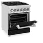 ZLINE 24 in. 2.8 cu. ft. Legacy Dual Fuel Range with 4 Burner Gas Cooktop and Electric Convection Oven in Stainless Steel and Black Matte Door (RA-BLM-24)