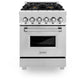 ZLINE 24 in. 2.8 cu. ft. Legacy Dual Fuel Range with Gas Cooktop and Electric Convection Oven in Stainless Steel with 4 Brass Burners (RA-BR-24)