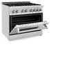 ZLINE 36 in. 4.6 cu. ft. Legacy Dual Fuel Range with Gas Cooktop and Electric Convection Oven in Stainless Steel with 6 Brass Burners (RA-BR-36)