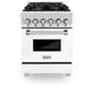 ZLINE 24 in. 2.8 cu. ft. Legacy Dual Fuel Range with 4 Burner Gas Cooktop and Electric Convection Oven in Stainless Steel and White Matte Door (RA-WM-24)