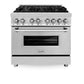 ZLINE 36 in. Kitchen Package with Stainless Steel Dual Fuel Range, Convertible Vent Range Hood and Dishwasher (3KP-RARH36-DW)