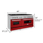 ZLINE 60 in. 7.4 cu. ft. Legacy Dual Fuel Range with 9 Burner Gas Cooktop and 2 Electric Convection Ovens in DuraSnow® Stainless Steel and Red Gloss Doors (RAS-RG-60)