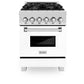 ZLINE 24 in. 2.8 cu. ft. Legacy Dual Fuel Range with 4 Burner Gas Cooktop and Electric Convection Oven in DuraSnow® Stainless Steel and White Matte Door (RAS-WM-24)