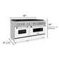 ZLINE 60 in. 7.4 cu. ft. Legacy Dual Fuel Range with 9 Burner Gas Cooktop and 2 Electric Convection Ovens in DuraSnow® Stainless Steel and White Matte Doors (RAS-WM-60)