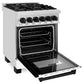 ZLINE Autograph Edition 24 in. 2.8 cu. ft. Legacy Dual Fuel Range with 4 Burner Gas Cooktop and Electric Convection Oven in Stainless Steel with White Matte Door and Matte Black Accents (RAZ-WM-24-MB)