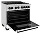 ZLINE Autograph Edition 36 in. 4.6 cu. ft. Legacy Dual Fuel Range with 6 Burner Gas Cooktop and Electric Convection Oven in Stainless Steel with White Matte Door and Matte Black Accents (RAZ-WM-36-MB)