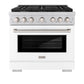 ZLINE 36 in. 5.2 cu. ft. Paramount Dual Fuel Range with 6 Burner Gas Cooktop and Electric Convection Oven in Stainless Steel with White Matte Door (SDR-WM-36)