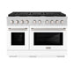 ZLINE 48 in. 6.7 cu. ft. Paramount Double Oven Dual Fuel Range with 8 Burner Gas Cooktop in Stainless Steel with White Matte Doors (SDR-WM-48)