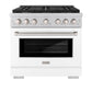 ZLINE 36 in. 5.2 cu. ft. Paramount Gas Range with 6 Burner Cooktop and Convection Gas Oven in Stainless Steel with White Matte Door (SGR-WM-36)