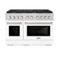 ZLINE 48 in. 6.7 cu. ft. Paramount Double Oven Gas Range with 8 Burner Cooktop in Stainless Steel with White Matte Doors (SGR-WM-48)