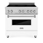 ZLINE 36 in. 4.6 cu. ft. Legacy Induction Range with 5 Element Cooktop and Electric Oven in Stainless Steel and White Matte Door (RAIND-WM-36)