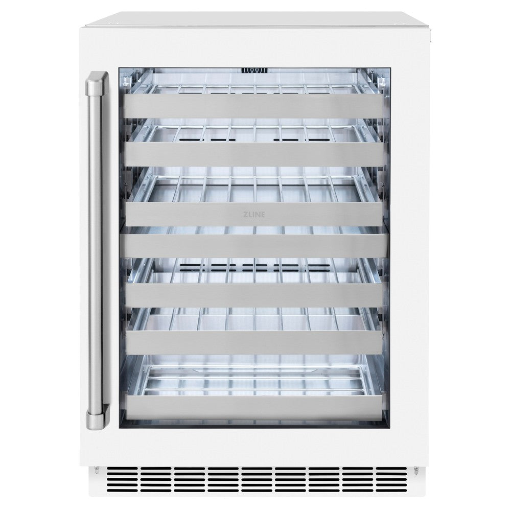 ZLINE 24 in. Touchstone Dual Zone 44 Bottle Wine Cooler With White Matte Glass Door (RWDO-WM-24)