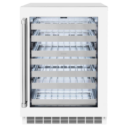 ZLINE 24 in. Touchstone Dual Zone 44 Bottle Wine Cooler With White Matte Glass Door (RWDO-WM-24)
