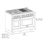 ZLINE 48 in. 6.7 cu. ft. Select Double Oven Dual Fuel Range with 8 Burner Gas Cooktop in Black Stainless Steel (HDRB-48)