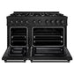 ZLINE 48 in. 6.7 cu. ft. Select Double Oven Dual Fuel Range with 8 Burner Gas Cooktop in Black Stainless Steel (HDRB-48)