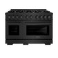 ZLINE 48 in. 6.7 cu. ft. Select Double Oven Dual Fuel Range with 8 Burner Gas Cooktop in Black Stainless Steel (HDRB-48)