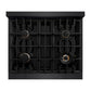 ZLINE 30 in. 4.2 cu. ft. Select Gas Range with Convection Gas Oven in Black Stainless Steel with 4 Brass Burners (HGRB-BR-30)