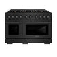 ZLINE 48 in. 6.7 cu. ft. Select Double Oven Gas Range in Black Stainless Steel with 8 Brass Burners (HGRB-BR-48)