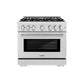 ZLINE 36 in. 5.2 cu. ft. Select Dual Fuel Range with Gas Cooktop and Electric Convection Oven in DuraSnow® Stainless Steel with 6 Brass Burners (HDRS-BR-36)