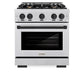ZLINE Autograph Edition 30 in. 4.2 cu. ft. Select Dual Fuel Range with 4 Burner Gas Cooktop and Electric Convection Oven in DuraSnow® Stainless Steel with Matte Black Accents (HDRSZ-30-MB)