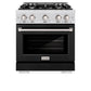 ZLINE 30 in. 4.2 cu. ft. Select Gas Range with 4 Burner Cooktop and Convection Gas Oven in DuraSnow® Stainless Steel with Black Matte Door (HGRS-BLM-30)