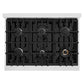 ZLINE 36 in. 5.2 cu. ft. Select Gas Range with 6 Burner Cooktop and Convection Gas Oven in DuraSnow® Stainless Steel with White Matte Door (HGRS-WM-36)