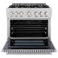 ZLINE 36 in. 5.2 cu. ft. Select Dual Fuel Range with Gas Cooktop and Electric Convection Oven in Stainless Steel with 6 Brass Burners (HDR-BR-36)