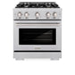 ZLINE 30 in. 4.2 cu. ft. Select Dual Fuel Range with 4 Burner Gas Cooktop and Electric Convection Oven in DuraSnow® Stainless Steel (HDRS-30)