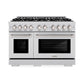 ZLINE 48 in. 6.7 cu. ft. Select Double Oven Dual Fuel Range with 8 Burner Gas Cooktop in DuraSnow® Stainless Steel (HDRS-48)