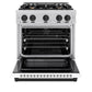 ZLINE Autograph Edition 30 in. 4.2 cu. ft. Select Dual Fuel Range with 4 Burner Gas Cooktop and Electric Convection Oven in Stainless Steel with White Matte Door and Matte Black Accents (HDRZ-WM-30-MB)