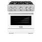 ZLINE 30 in. 4.2 cu. ft. Select Dual Fuel Range with 4 Burner Gas Cooktop and Electric Convection Oven in Stainless Steel with White Matte Door (HDR-WM-30)