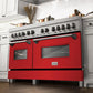 ZLINE 60 in. 7.4 cu. ft. Legacy Dual Fuel Range with 9 Burner Gas Cooktop and 2 Electric Convection Ovens in DuraSnow® Stainless Steel and Red Matte Doors (RAS-RM-60)