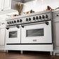 ZLINE 60 in. 7.4 cu. ft. Legacy Dual Fuel Range with 9 Burner Gas Cooktop and 2 Electric Convection Ovens in DuraSnow® Stainless Steel and White Matte Doors (RAS-WM-60)