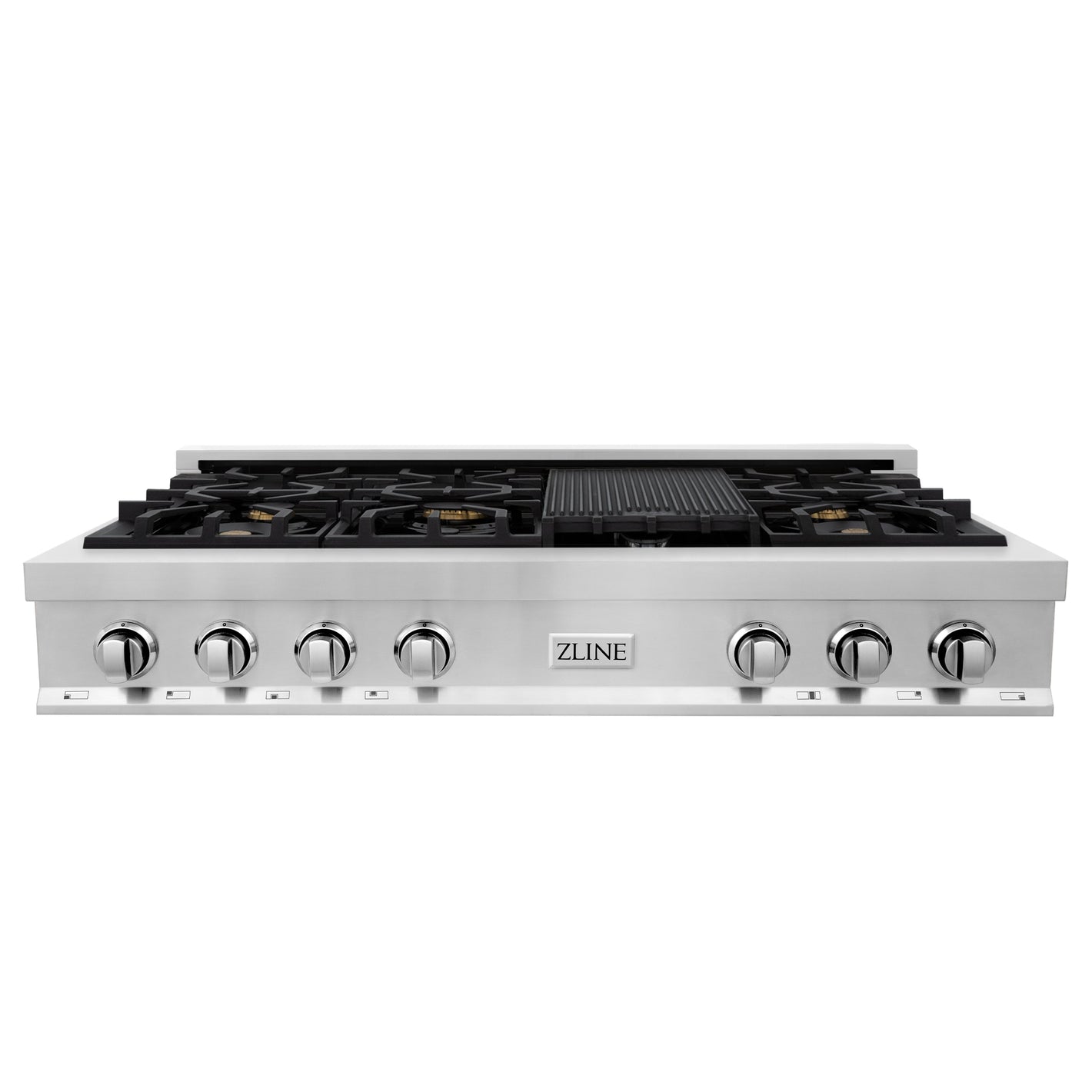 ZLINE 48 in. Legacy Gas Rangetop with 6 Brass Burners and Porcelain Cooktop in Stainless Steel (RT-BR-48)
