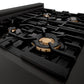 ZLINE Autograph Edition 30 in. Legacy Gas Rangetop with 4 Burners and Porcelain Cooktop in Black Stainless Steel with Polished Gold Accents (RTBZ-30-G)