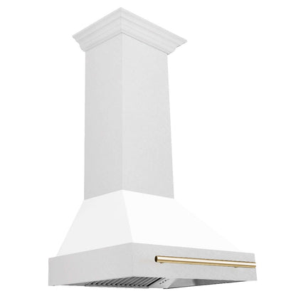 ZLINE Autograph Edition 30 in. Fingerprint Resistant Stainless Steel Range Hood with White Matte Shell and Handle (8654SNZ-WM30)