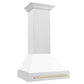 ZLINE Autograph Edition 30 in. Fingerprint Resistant Stainless Steel Range Hood with White Matte Shell and Handle (8654SNZ-WM30)