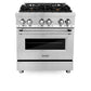 ZLINE 30 in. 4.0 cu. ft. Legacy Dual Fuel Range with Gas Cooktop and Electric Convection Oven in Stainless Steel with 4 Brass Burners (RA-BR-30)