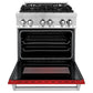 ZLINE 30 in. 4.0 cu. ft. Legacy Dual Fuel Range with 4 Burner Gas Cooktop and Electric Convection Oven in Stainless Steel and Red Matte Door (RA-RM-30)