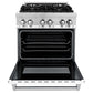 ZLINE 30 in. 4.0 cu. ft. Legacy Dual Fuel Range with 4 Burner Gas Cooktop and Electric Convection Oven in Stainless Steel and White Matte Door (RA-WM-30)