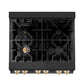 ZLINE Autograph Edition 30 in. Kitchen Package with Black Stainless Steel Dual Fuel Range and Range Hood with Polished Gold Accents (2AKP-RABRH30-G)