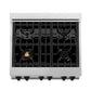 ZLINE Autograph Edition 30 in. 4.0 cu. ft. Legacy Dual Fuel Range with 4 Burner Gas Cooktop and Electric Convection Oven in DuraSnow® Stainless Steel with White Matte Door and Matte Black Accents (RASZ-WM-30-MB)